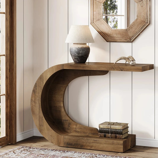 Ventarro Sculptural C-Shaped Entryway Console Table