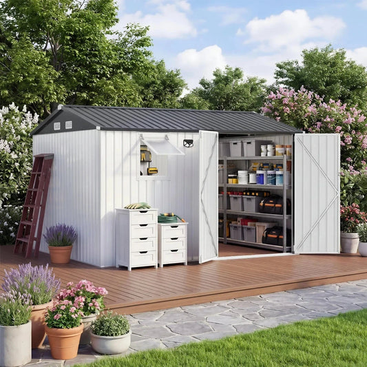 Ventarro 10 × 8 FT Galvanized Steel Outdoor Storage Shed.