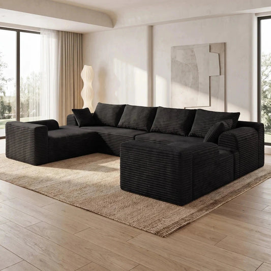 Ventarro Plush Corduroy U-Shaped Sectional Sofa