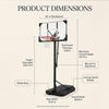 Portable basketball hoop dimensions and product details