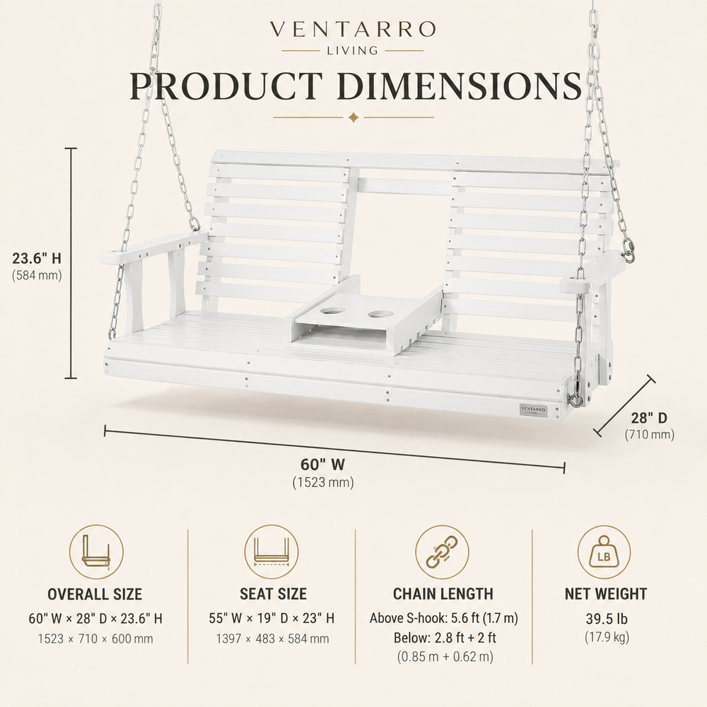 Wooden porch swing dimensions for available size 4