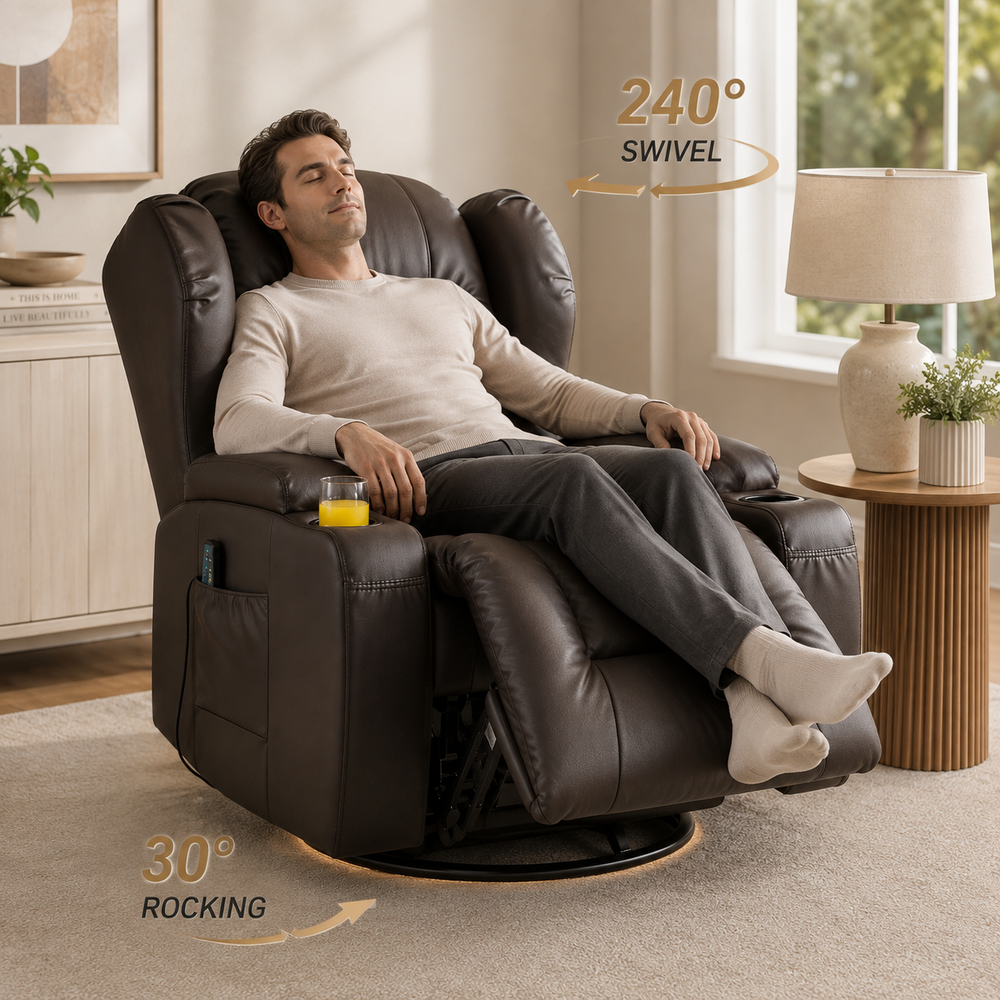 Dual-motor massage and heat power recliner set product view 6