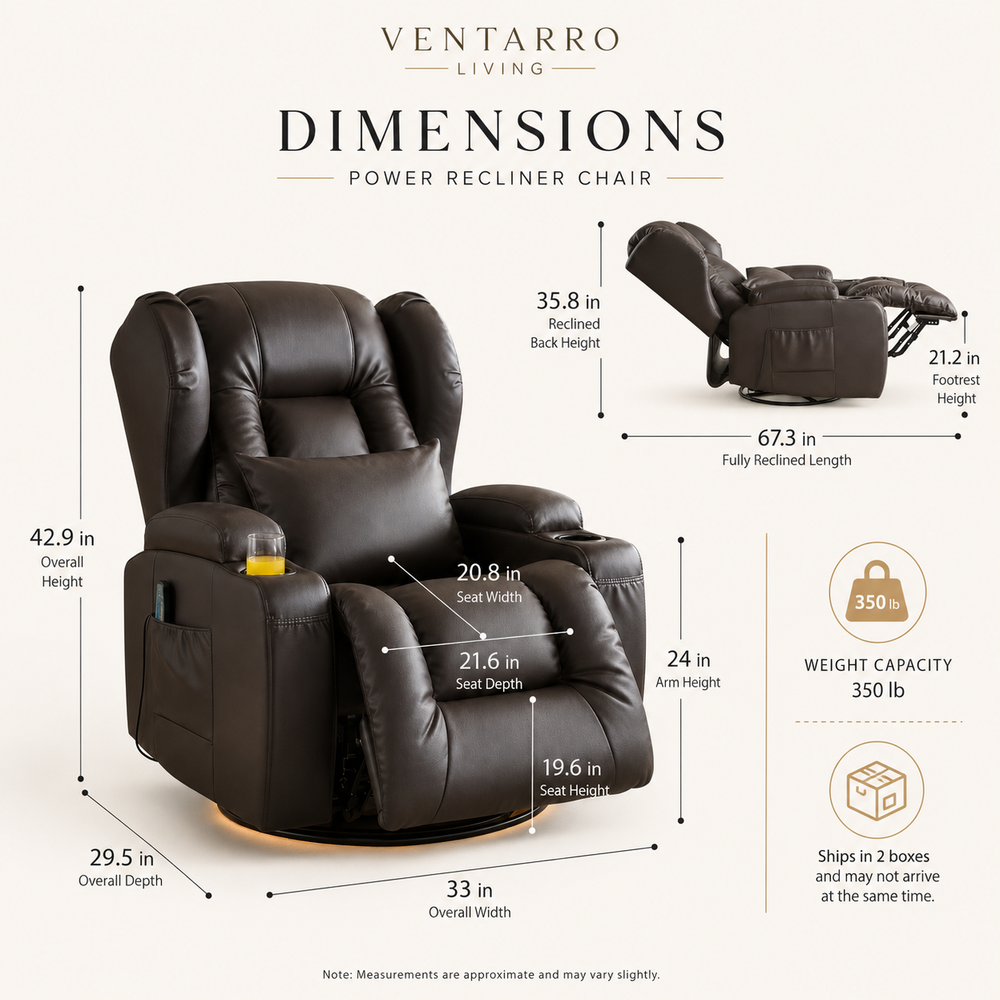 Dual-motor massage and heat power recliner set product view 5