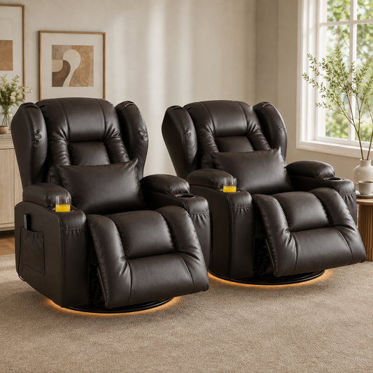 Dual-motor massage and heat power recliner set product view 1