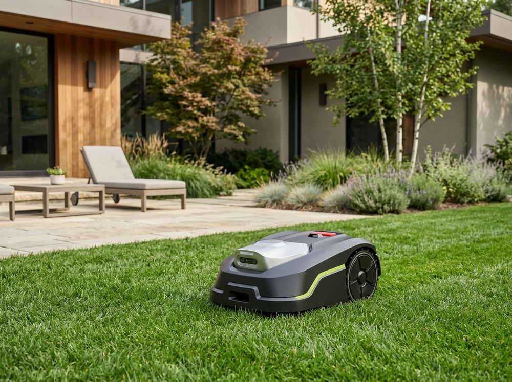 RTK vision robotic lawn mower lifestyle view 2