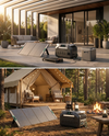 Portable power station and foldable solar panel in use