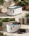 Cold plunge tub in a modern outdoor wellness space